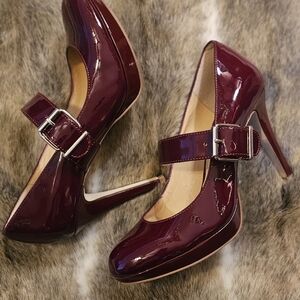 Gianni Bini Glossy Maroon Heels